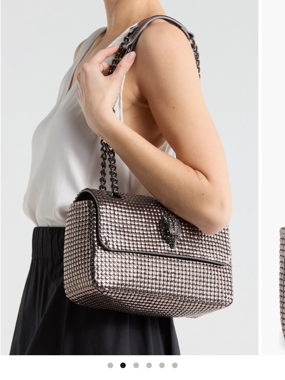 Kurt Geiger Metallic gunmetal chain silver Studded Chain-Handle Shoulder Bag